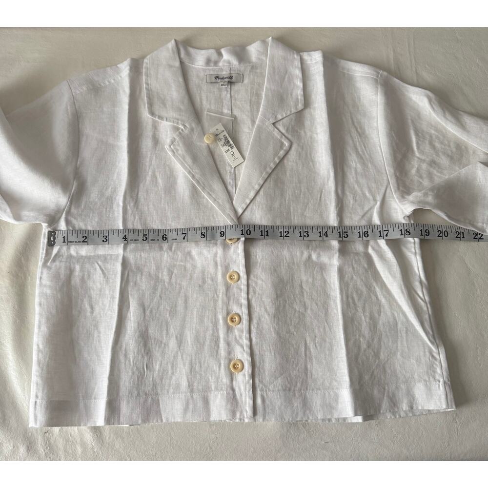 New Madewell 100% Linen Resort Shirt in Eyelet White Size M - Picture 9 of 10